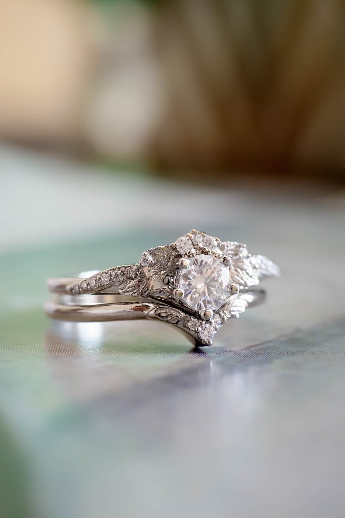 Moissanite Engagement Ring with Camo Pattern Band | Jewelry by Johan -  Jewelry by Johan